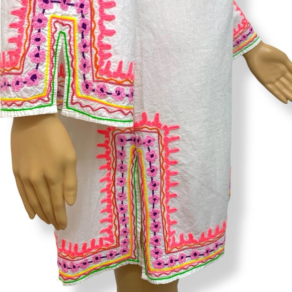 Debbie Katz Embroidered Cotton Tunic Beach Dress Swim Cover-Up Size M - Picture 6 of 14